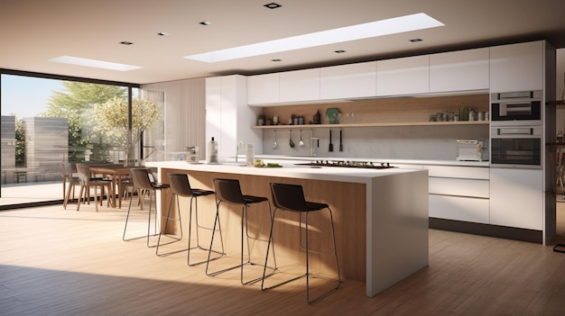 Front view of a modern designer kitchen