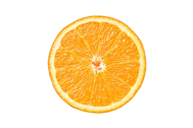 Front view of Orange slice isolated on white. clipping path.