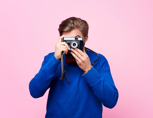 Front view of photographer