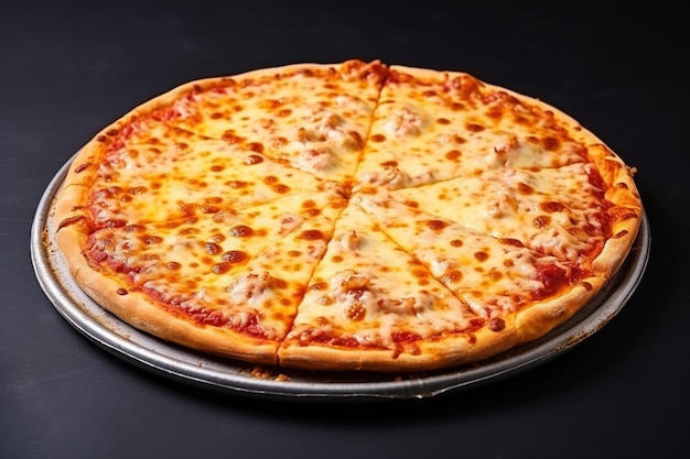 Front view pizza with red tomatoes and cheese on the brown wooden round desk and grey floor