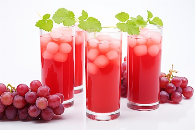 Front view red juice with grapes on white surface fruit drink cocktail juice