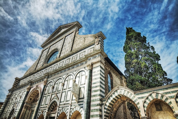 Front view of Santa Maria Novella cathedral in Florence Italy