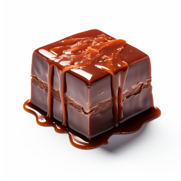 фронтальный вид морской соли карамель темный шоколад изолирован на белом