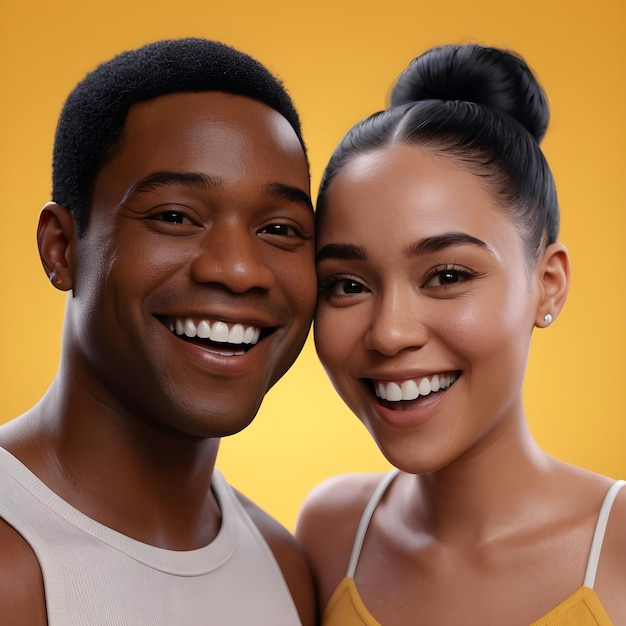 Front view smiley black couple posing together having fun