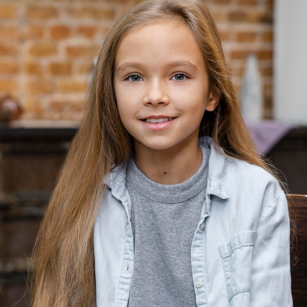 Front view of smiley girl with long hair