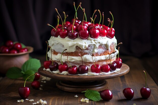 Front view of sweet chocolate cake with copy space