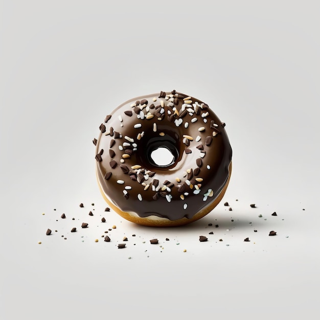 Front view tasty chocolote donut on white background