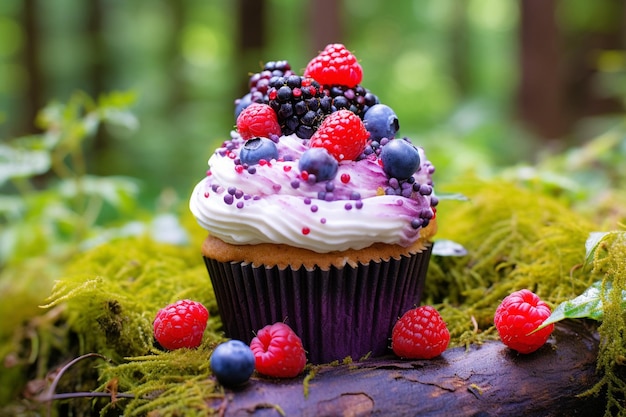 Photo front view tasty cupcakes of different flavours