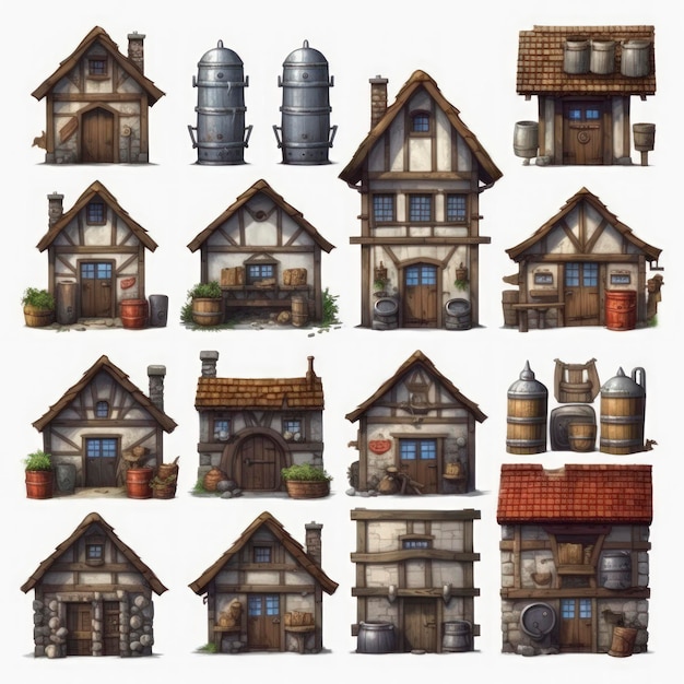 Photo front view of tavern in heroes of might and magic style generative ai