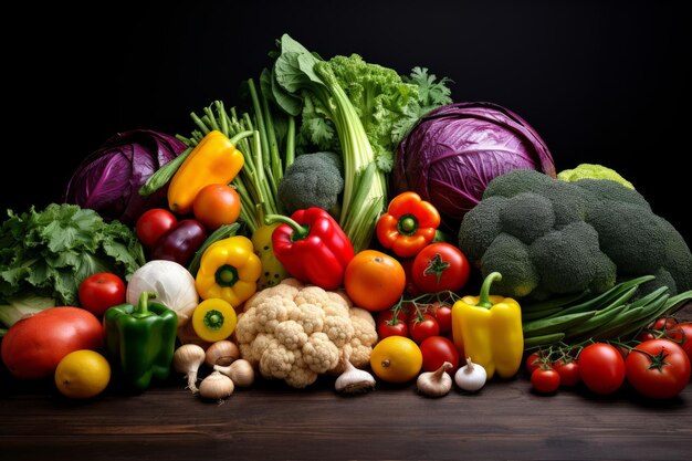 Front view of vegetables