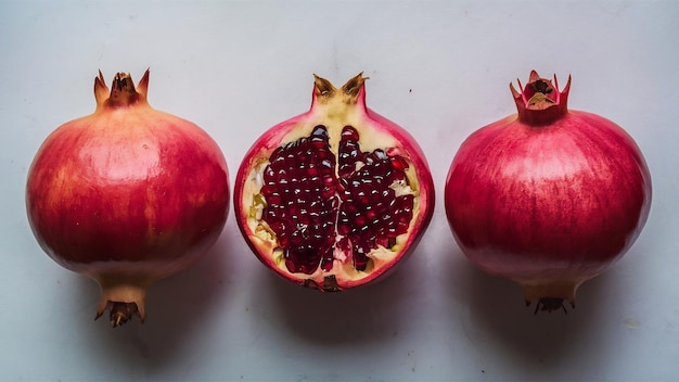 Front view verse rode granaatappels op lichte achtergrond kleur fruit foto zacht sap