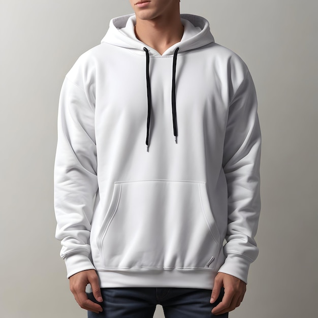 Premium AI Image | Front view white man hoodie mockup