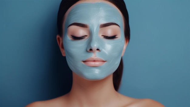 Front view of woman doing spa treatment with closed eyes