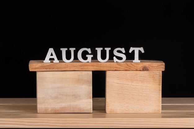 Front view of wooden calendar