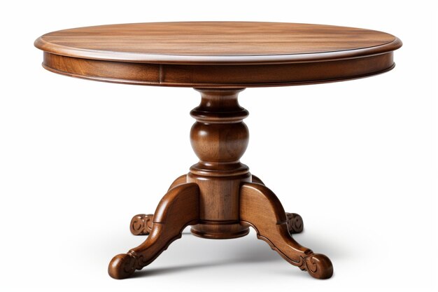 front view of wooden table isolated on white background with clipping path included 3d render