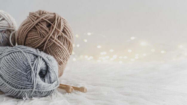 front view yarn balls with lights High quality beautiful photo concept