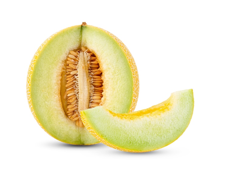 Photo front view of yellow melon
