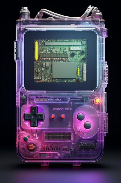 Photo front viewa gameboy with partially transparent material