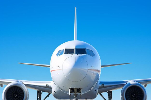 front of a white airplane with the cockpit windows open.