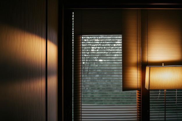 Front window in the inside of the house with roller shades