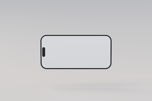 Frontal minimal 3d turned phone with video interface mockup levitating On white background 3d rendering