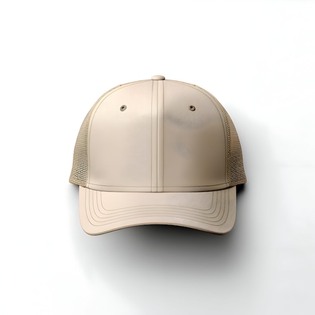 Frontal mockup of a sandcolored trucker cap High quality