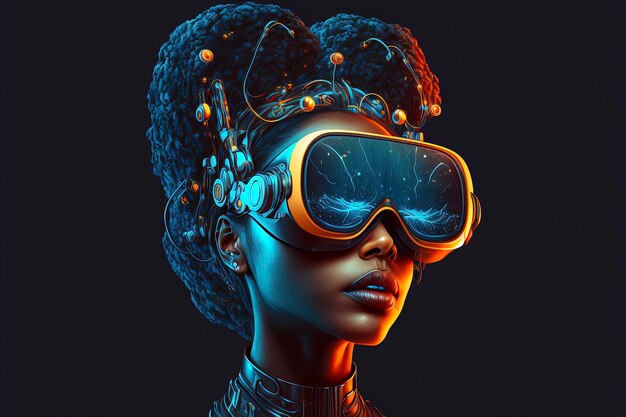 Frontal view of woman with vr glasses