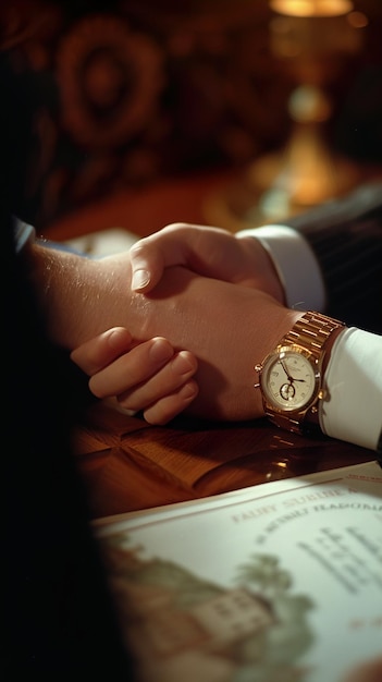 럭셔리 시계 포스터 컨셉의 손목 시계의 전면 시각