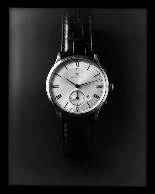 Frontal view of a wristwatch a luxury watch poster concept
