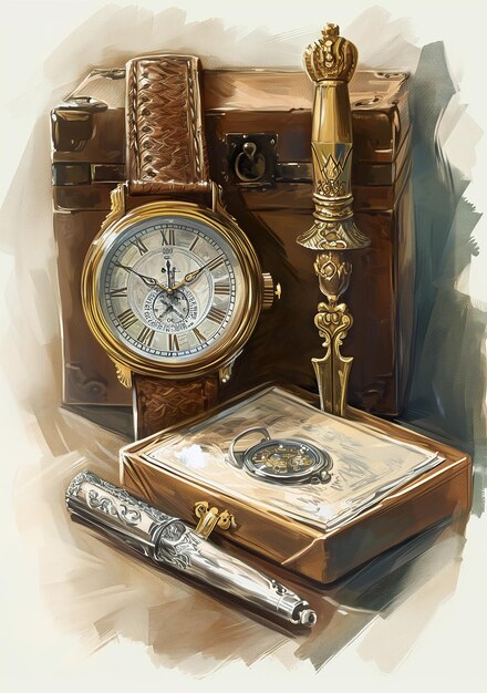 Frontal view of a wristwatch a luxury watch poster concept