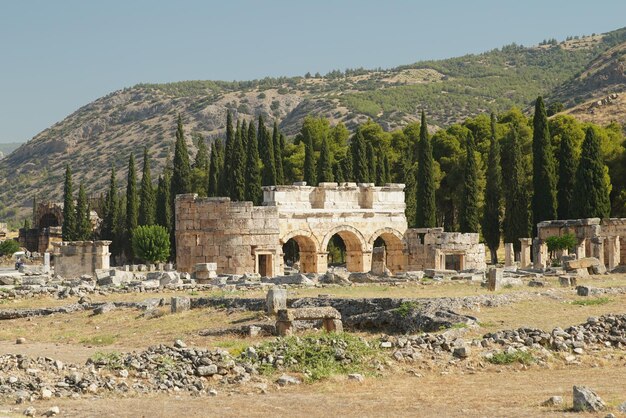 Frontinus Gate at Hierapolis Ancient City in Pamukkale Denizli Turkiye