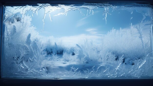 The frost background on the window is in blue color