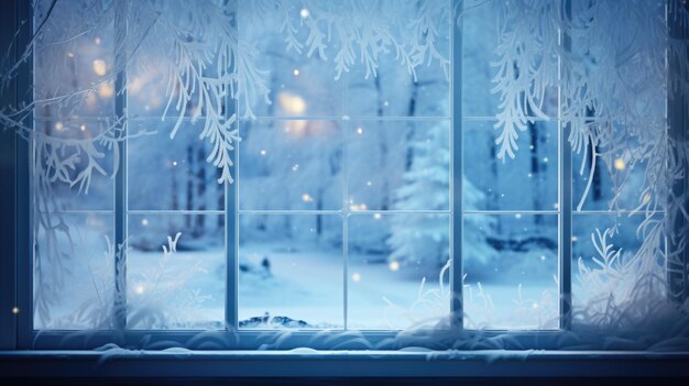 The frost background on the window is in navy blue