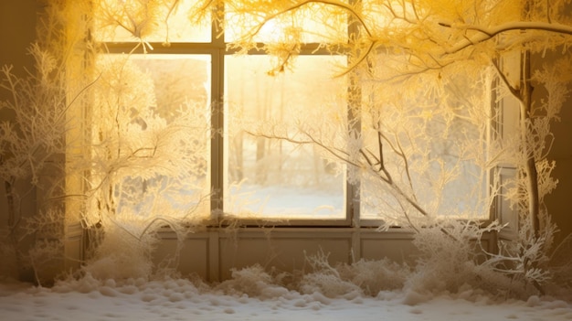 The frost background on the window is in yellow