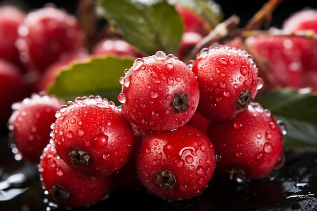 Frost covered berries on a bush