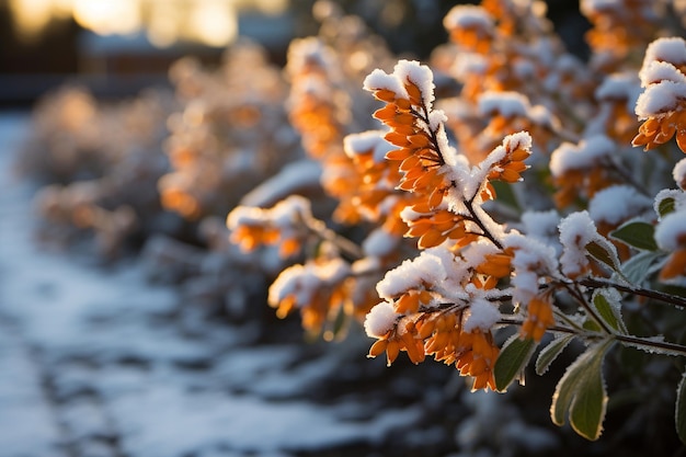 Frostbitten plants and flowers