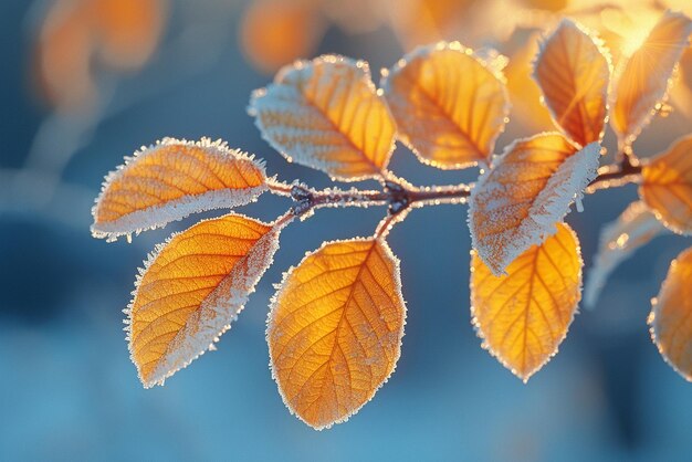 Photo frostcovered leaves on a brisk winter morning