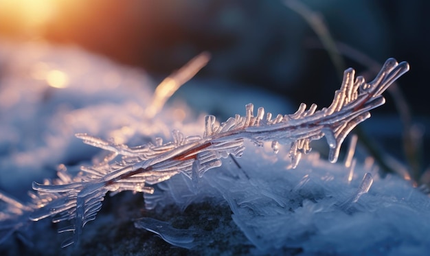 Photo frosted branches on a frosty winter morning beautiful winter background