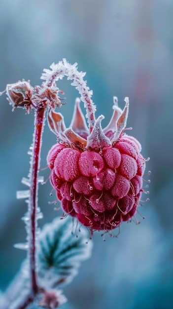 Foto il lampone surriscaldato in una mattina fredda