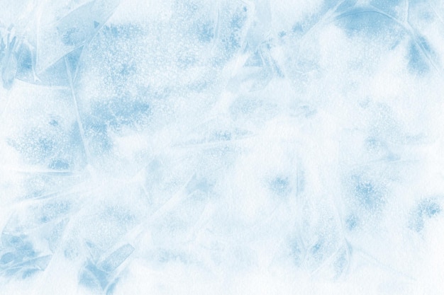 Frosted winter blue watercolor background painted on white paper