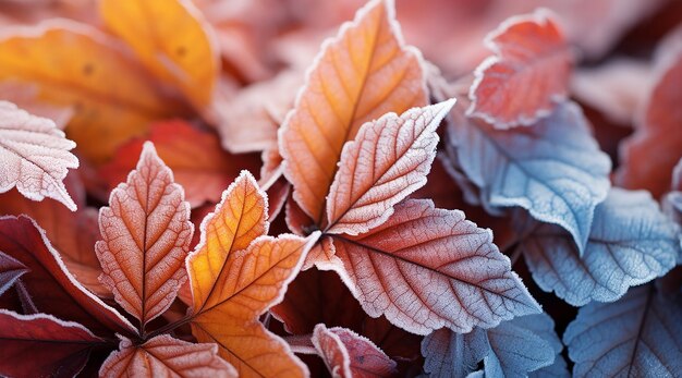 Frostkissed kleurrijke herfstbladeren