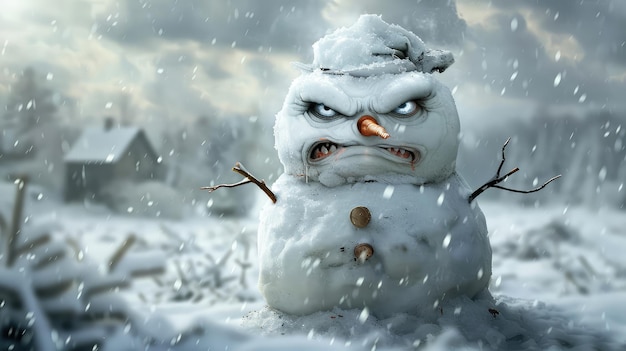 Frosty angry snowman