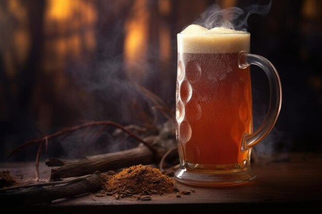 Frosty beer glass with freshly poured brew