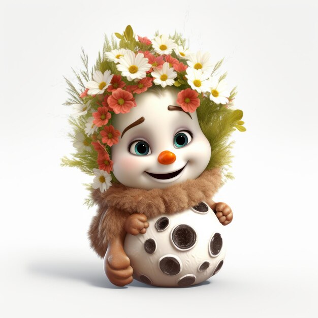 Photo frosty blossoms a delicate pixaresque snowman with flowers