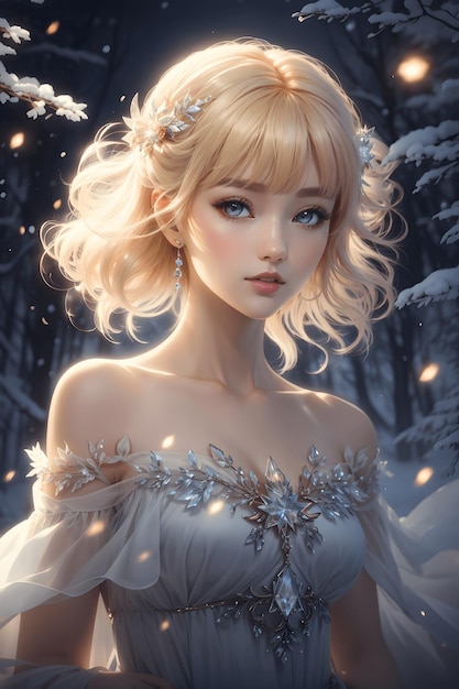 Frosty Elegance Blonde Korean Girl Graces in Off Shoulder Dress