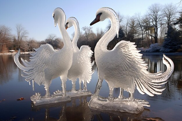 frosty elegance swan queen ice sculpture