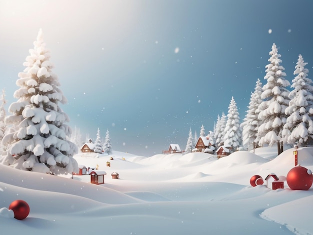 Frosty Fantasia 3D Render Christmas Image of Snowy Scenes as Background