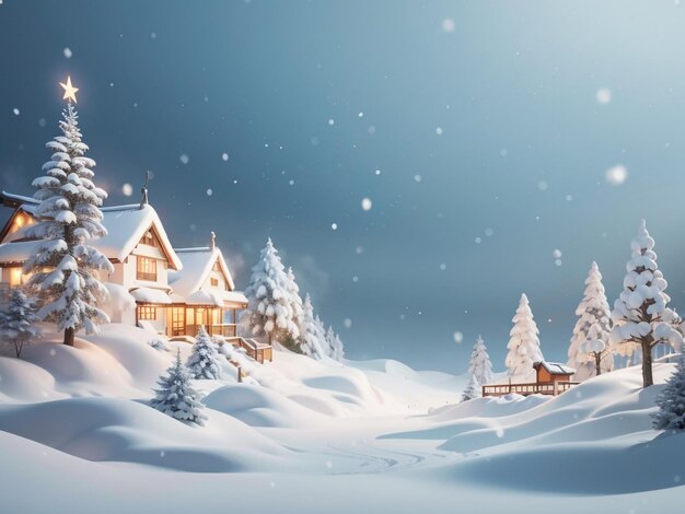 Frosty Fantasia 3D Render Christmas Image of Snowy Scenes as Background