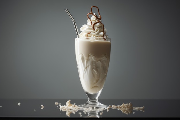 Frosty Glass vanille milkshake Creamy dessert Generate Ai