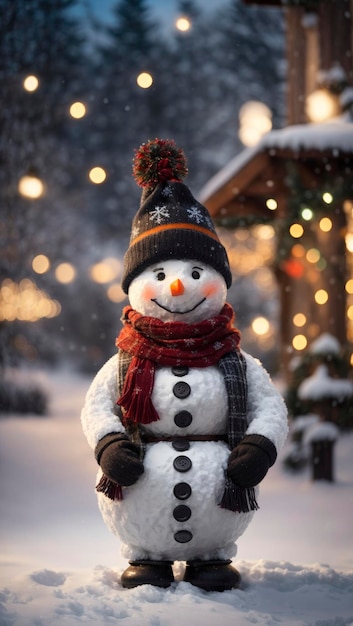 Снеговик-хранитель мороза, обнимающий безмолвную красоту зимы